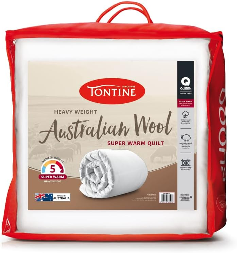 Tontine Australian Wool Quilt Doona Double Size - Super Warm, Heavy Weight Rating, Natural Cotton Cover, anti Dust Mites, Moisture and Odour Control, Dry Clean, Australian Made image number 6