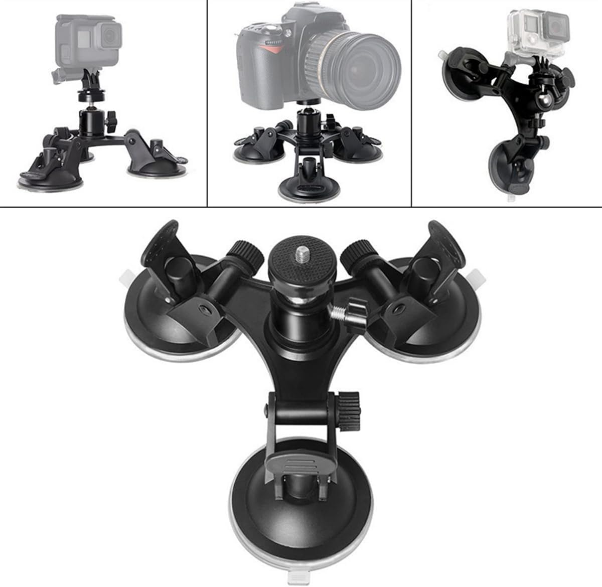 Namvo Triple Suction Cup Holder Camera Mount for Glass, Car Windshield, Compatible with 1/4 Inch Screw Cameras image number 6