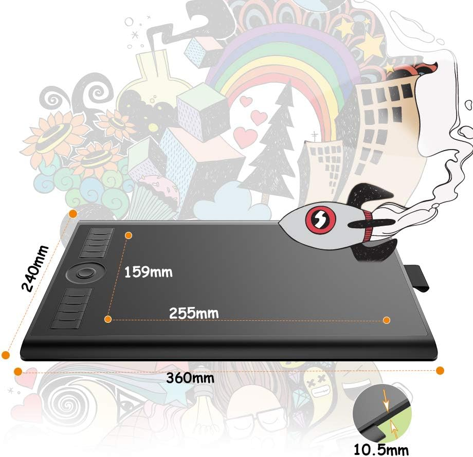 GAOMON M10K PRO Drawing Tablet 10 X 6.25 Inches Large Digital Art Graphic Tablet Supports Tilt & Radial Function with 10 Shortcut Keys, Battery-Free Stylus, Work with Mac, Windows & Android image number 3