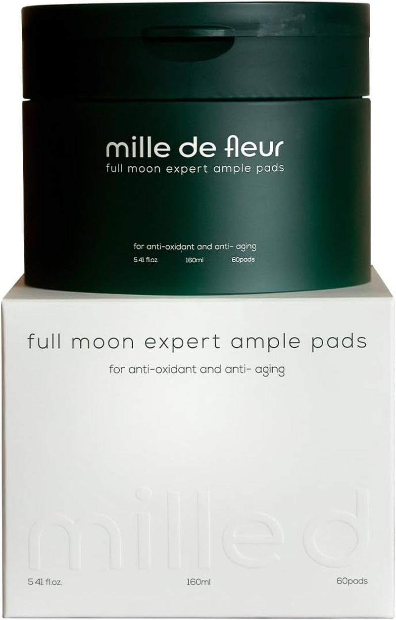 MILLE DE FLEUR Full Moon Expert Ample Pads 160Ml 60 Pads, 4% Niacinamide, 1.35% Organic Rice Ferment, Hydrating and Soothing Ample Pads, Gentle PHA Exfoliation, with Adenosine and Magnolia Extract, Korean Vegan Skincare image number 2