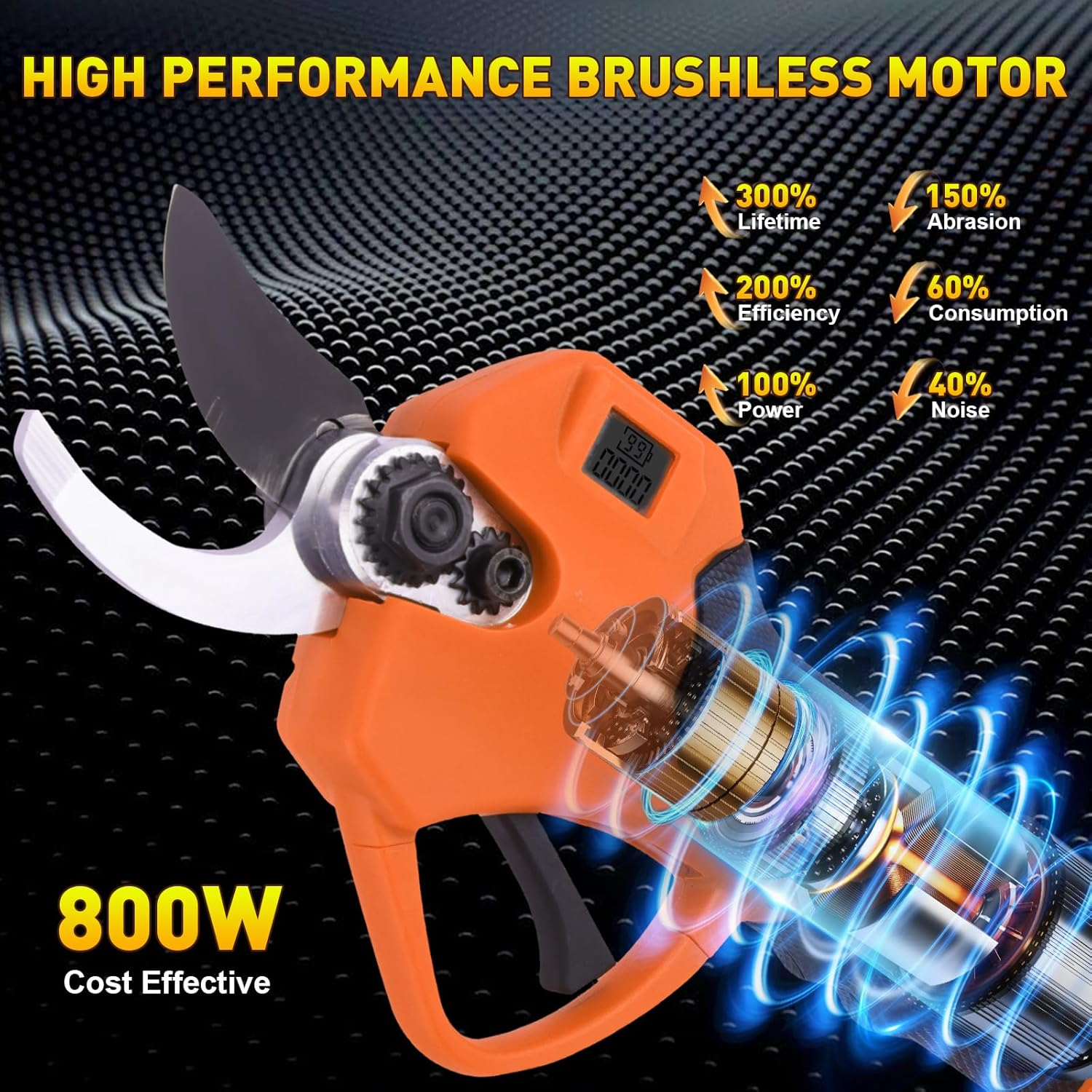 Cordless Electric Pruning Shears Set - High Power Branch Cutter for Gardening Trees, Shrubs, Bonsai - 2 Batteries, Charger, Safety Lock, Waterproof Case, Gloves Included image number 1