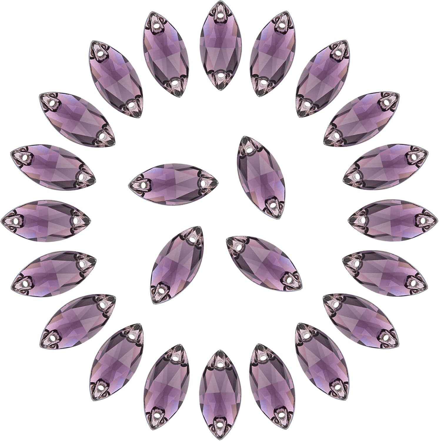 Horse Eye Rhinestones Flatback Sew on Rhinestone with 2 Holes 36Pcs 9X18Mm Glass Navette Shape Rhinestones for Crafts Project,Clothes,Costume,Shoes,Bags,Green image number 5