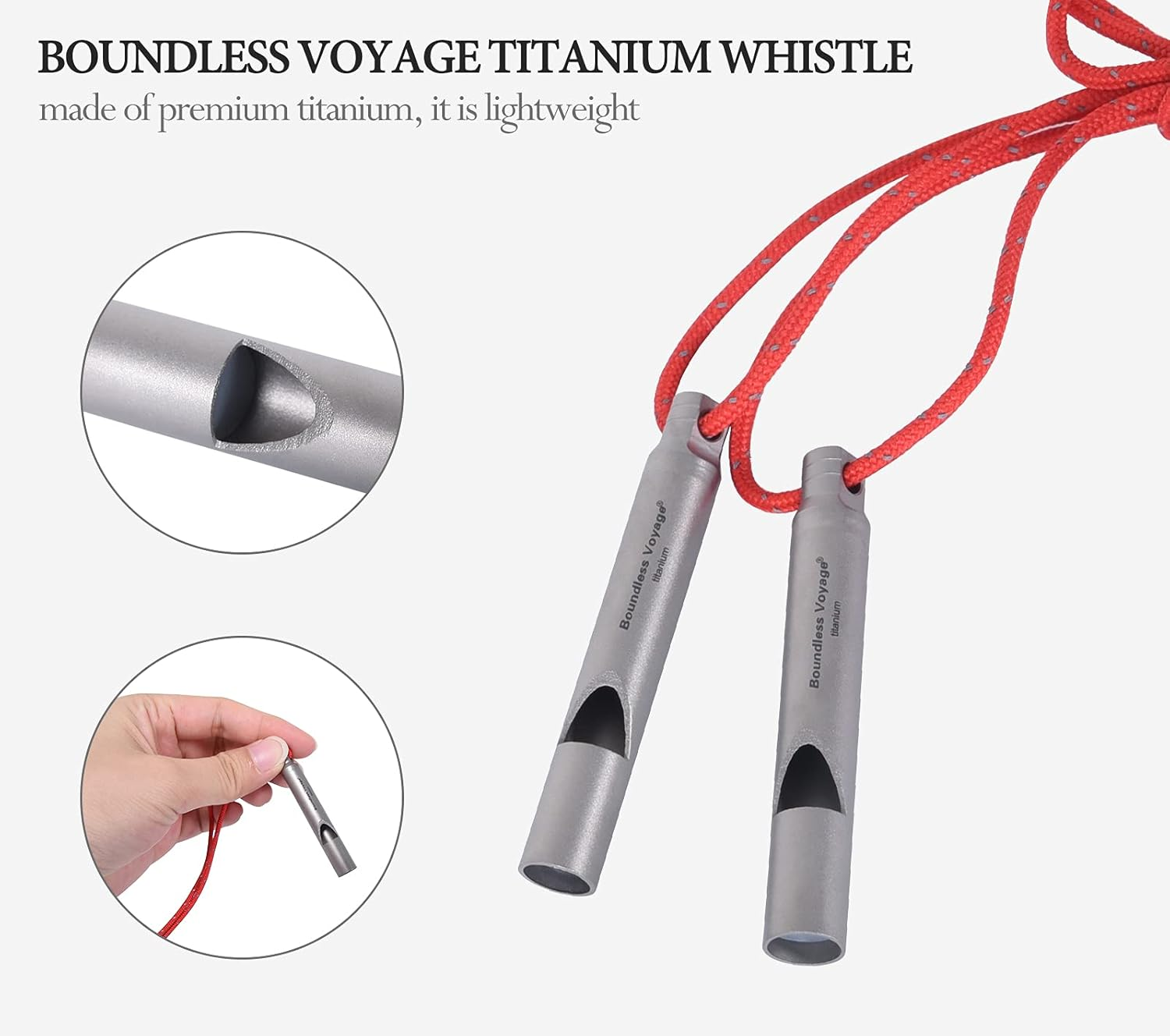 Boundless Voyage Titanium Whistle Emergency Survival Safety Whistles with Lanyard Loud for Outdoor Camping Hiking Coaches Training Sports Keychain Whistle