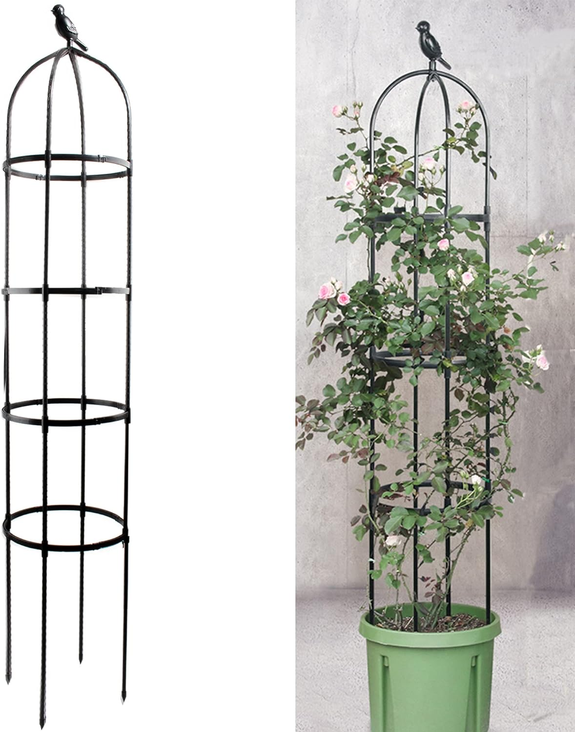 Anothera Garden Trellis for Climbing Plants 6Ft Outdoor Tower Obelisk Garden Trellis Tall Potted Plants Support Flowers （White）