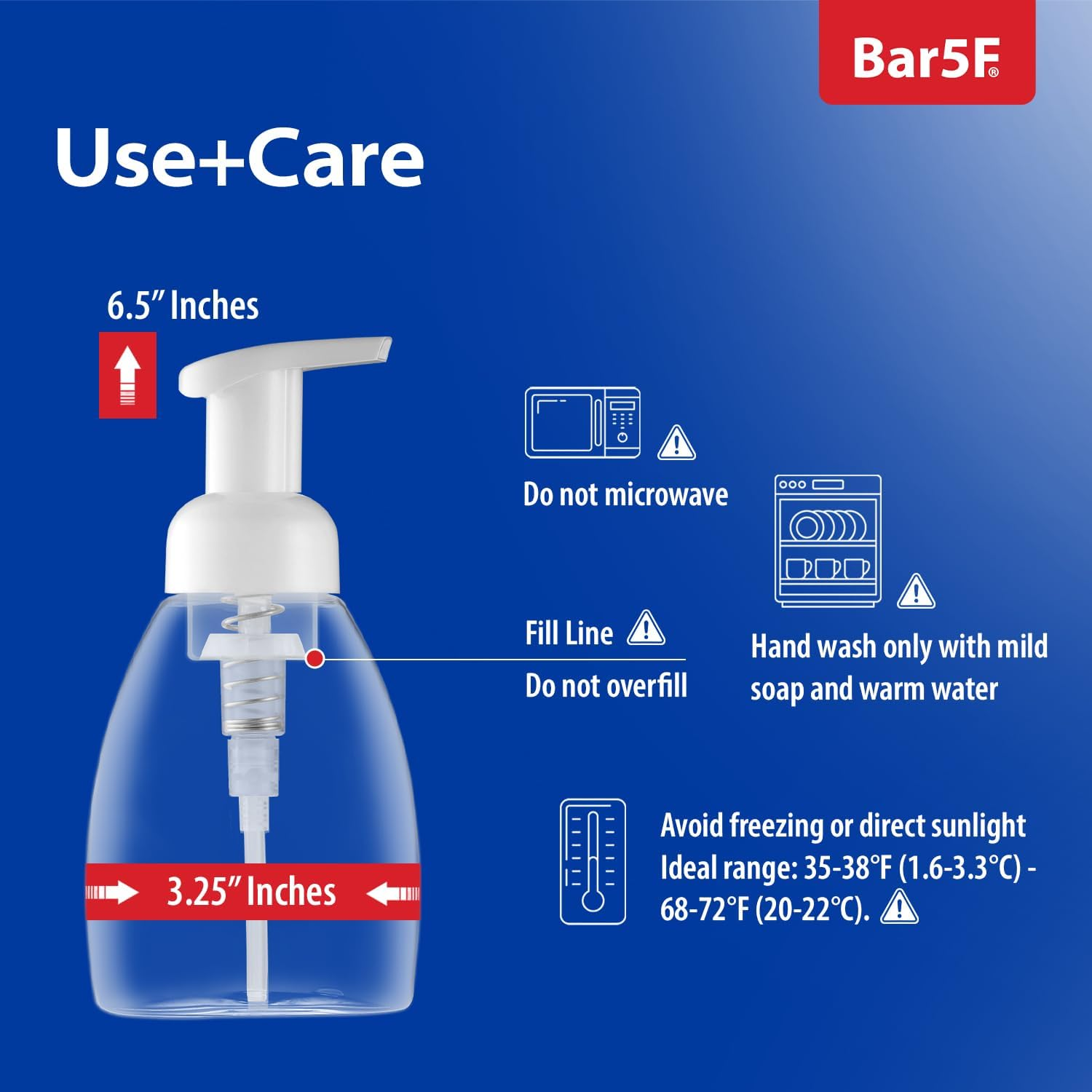 Bar5F Foaming Soap Dispenser Pump Bottle for Dr. Bronner'S Castile Liquid Soap 8.5-Ounce Pack of 2 image number 3