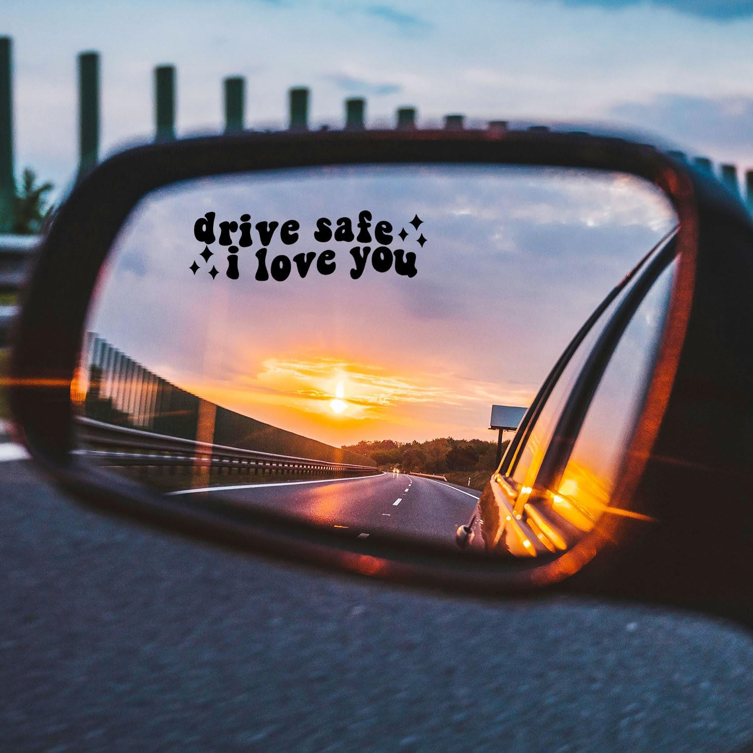 4Pcs Drive Safe I Love You Decal, Car Mirror Stickers Cute Rear View Mirror Sticker Affirmation Car Sticker for Windows Water Bottles Vanity Mirror Car Decoration Accessories (Black) image number 2