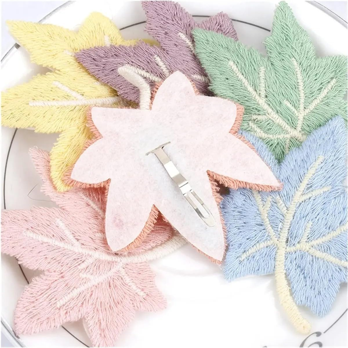 Maple Leaf Hair Barrettes Elegant Snap Hair Clips 2Pk - Green image number 1