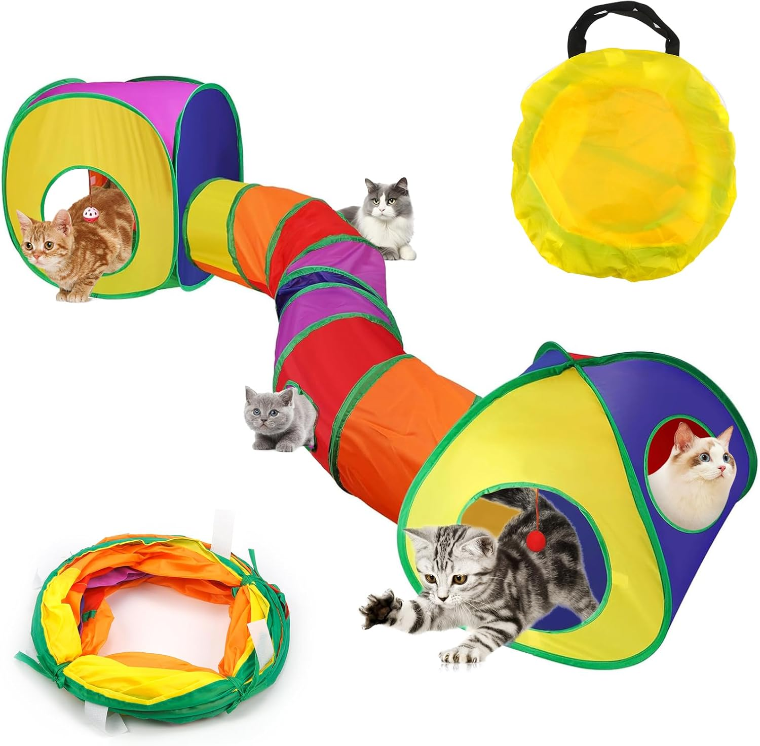 Interactive Cat Toy Cat Tunnel Play Tunnel 3 in 1 Cat Tent for Cats Dogs Rabbits Children Foldable Rabbit Tunnel Cat Toy Rustling Tunnel with Storage Package for Indoor and Outdoor Use image number 5