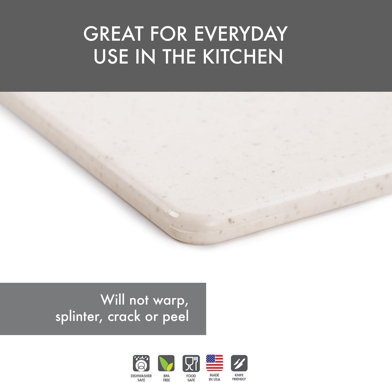 Dexas Superboard Cutting Board with Handle, 11 by 14.5 Inches, Oatmeal Granite Color image number 3