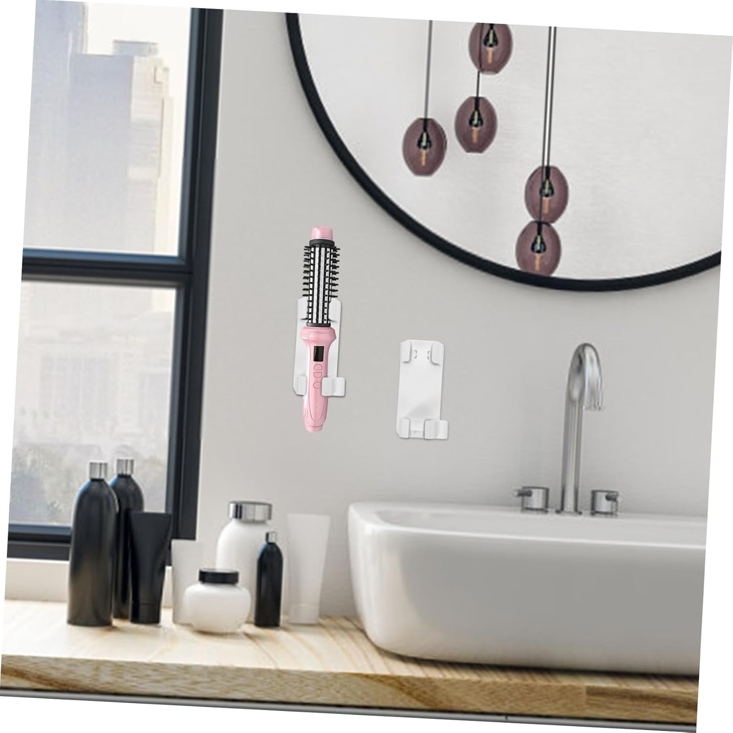 Wall Mount Hair Tool Organizer Plastic Hair Dryer Holder Iron Rack for Home Salon Bathroom Storage Neat Styling Tool Organizer for Spaces image number 6