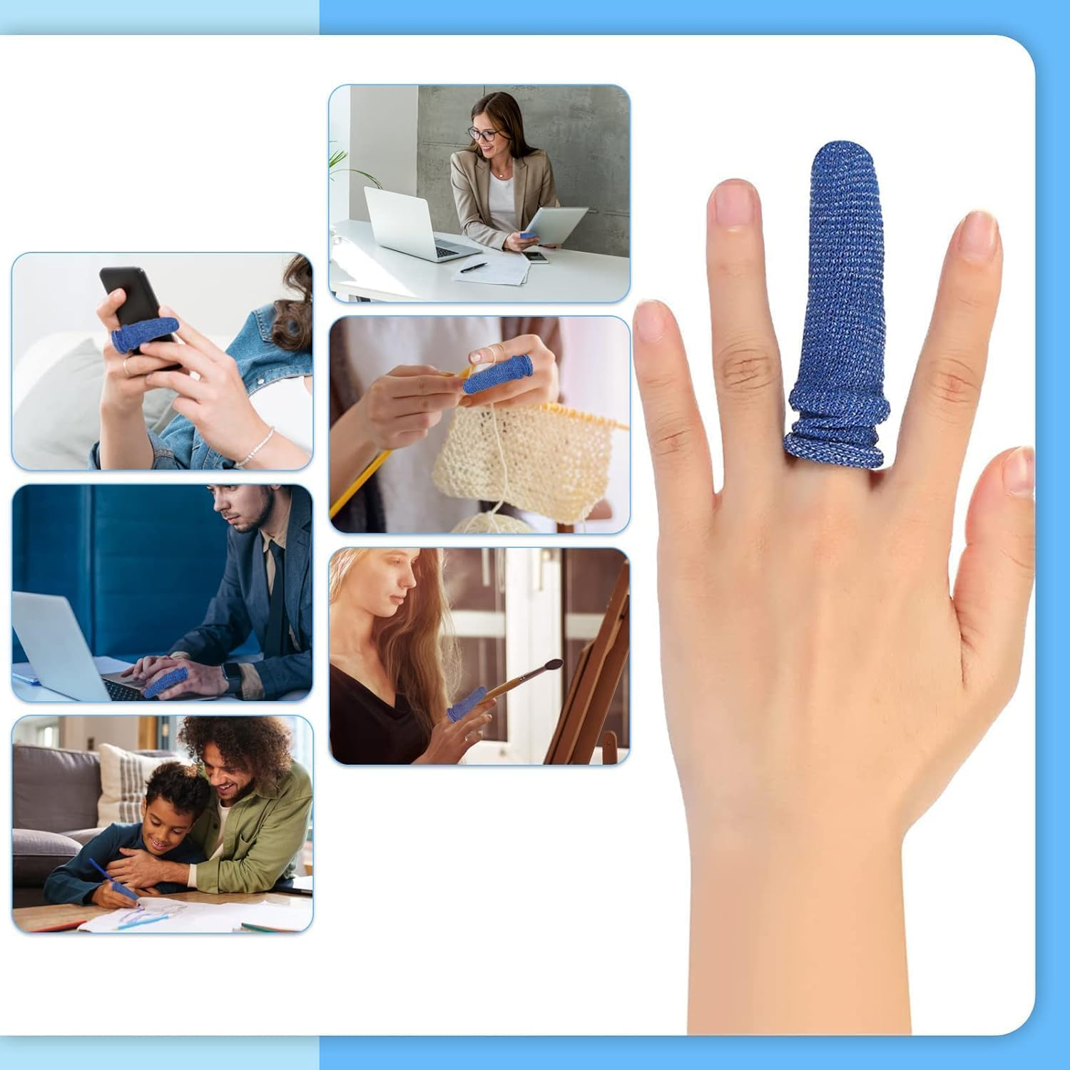 Finger Bandage Tubular Finger Cots Blue,30Pcs Blue Thumb Bandage Finger Bandage Tubular Finger Cot,Tubular Bandage Finger Roll Cotton Finger Cot,Tubular Finger Cots,Tubular Finger Bandage Finger Cots