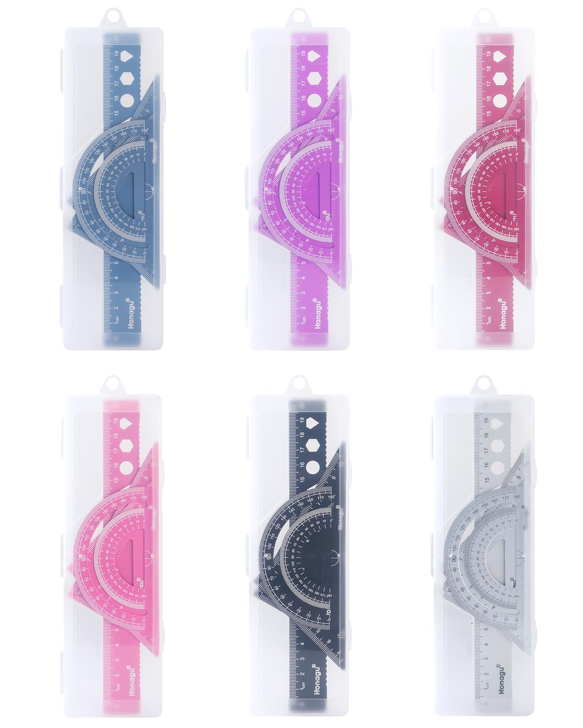 Honagu Triangular Ruler Set, 4 Pieces Aluminum Alloy Ruler, Metal Drafting Ruler, Geometric Protractor for Student,Draftsman, Engineers, Home School Office Supplies(20Cm/7.87Inch, Black) image number 4