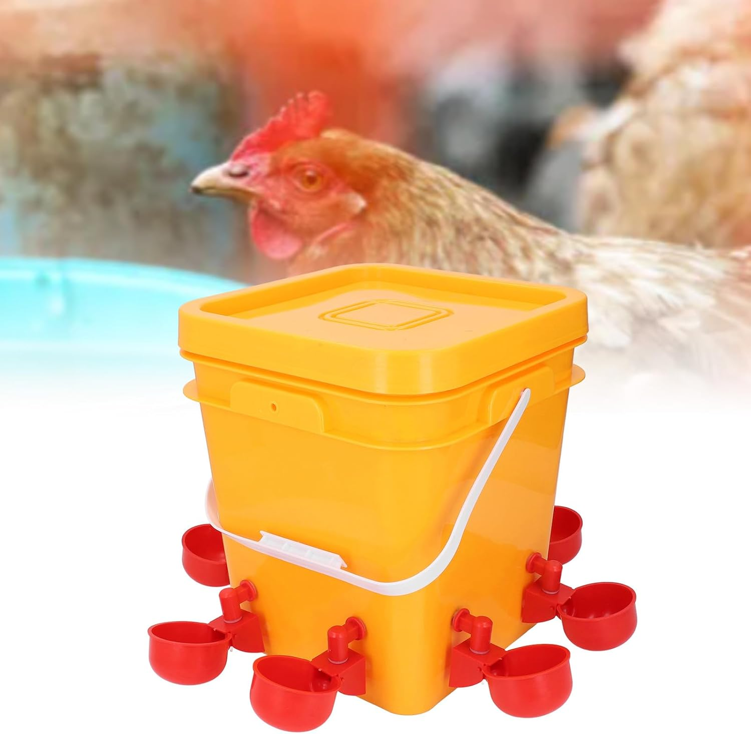 Gernie Automatic Chicken Waterer, Large Capacity Durable Poultry Water Dispenser with 8 Water Cups, Suitable for Chickens, Ducks, Geese, Turkeys, Universal Placement (For Farms and Breeders) image number 6