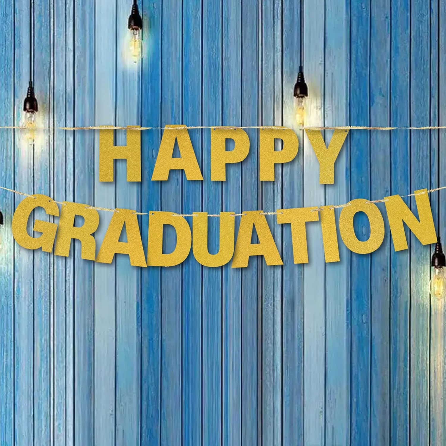 DIY Banner Kit with Letters Glitter Banner Letters Gold Customizable Birthday Banners Graduation Banner Custom Party Hanging Banner for Graduation Wedding Party Baby Shower Decoration (Gold) image number 5