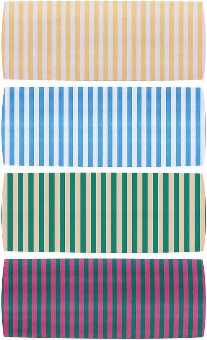 4 Pcs Striped Elastic Headbands Wide Running Headband Soft Yoga Head Bands Non Slip Workout Hair Bands Fashion Exercise Hair Accessories for Daily Wear Multi Color 2 image number 2