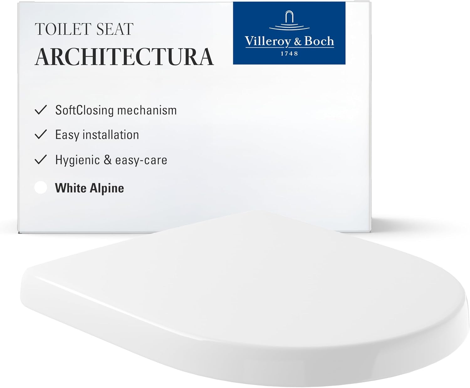 Villeroy & Boch 98M9C1 V&B Architectura Toilet Seat, White, Standard | D-Form image number 2