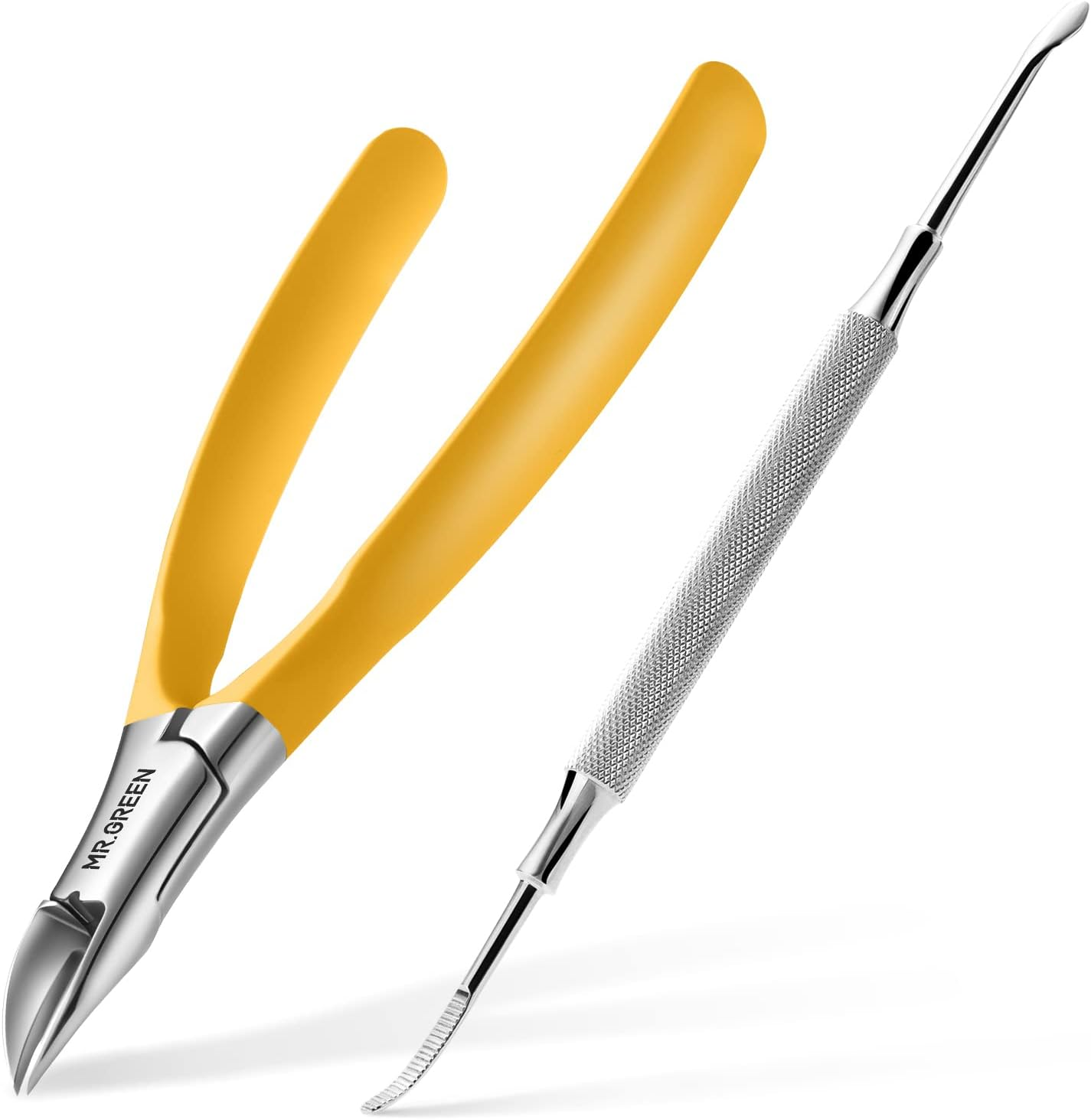 MR.GREEN Toenail Clippers Stainless Steel Ingrown Nail Cutter Thick and Hard Nails Pedicure Manicure Tools (Orange+Nail Remover)