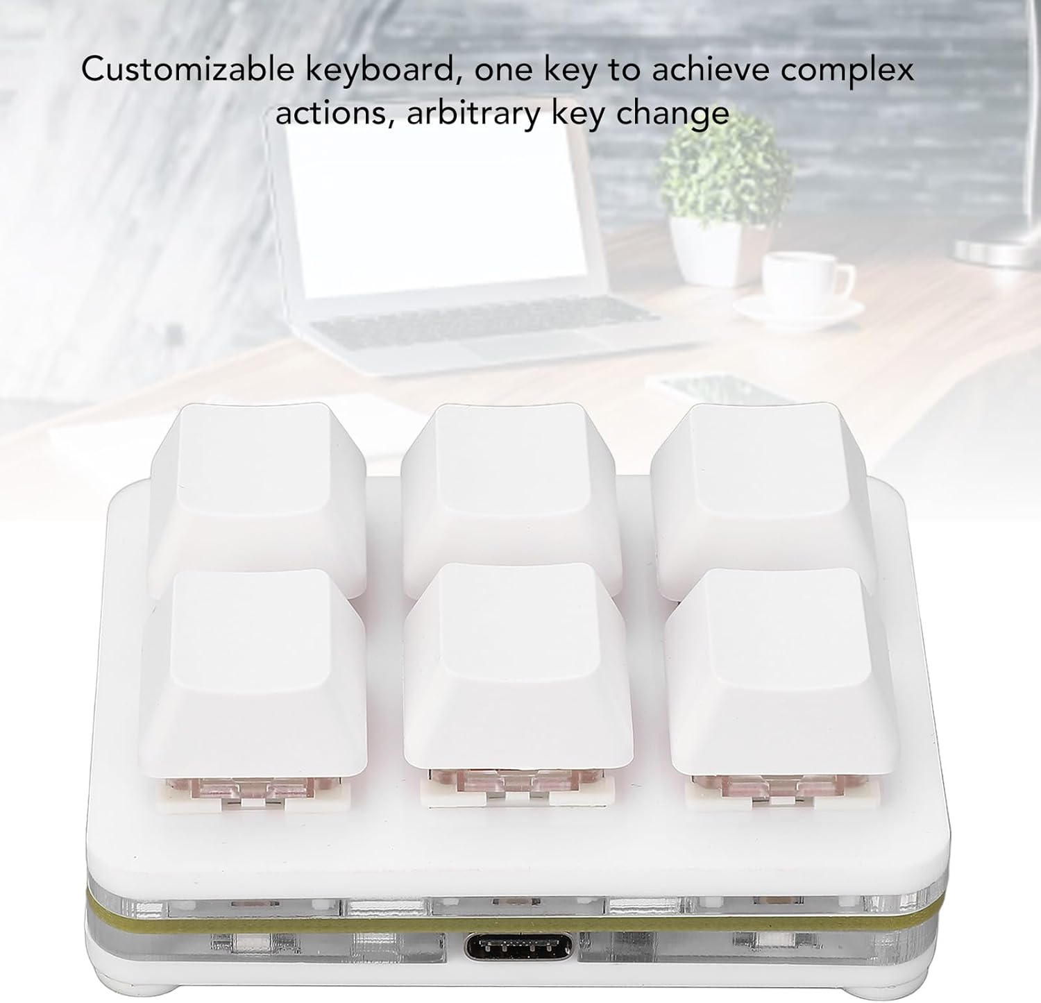 6 Key Mini Keyboard, RGB Macro Customized Programmable OSU Keypad with Red Switch, One Handed Gaming Keyboard for Game Office (White) - White image number 3