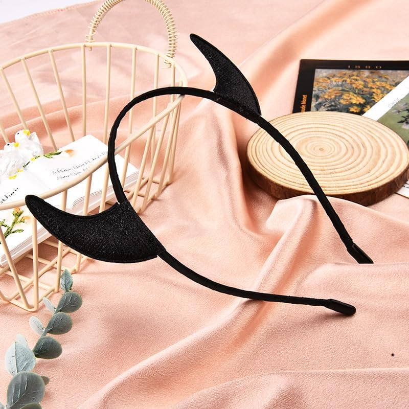 Glitter Devil Horn Headband Halloween Cosplay Costumes for Girls Women Black Horns Halloween Costume Accessories for Kids Adult Sparkly Bling Devil Horns Cosplay Horn Hair Accessories for Party Outfit image number 4
