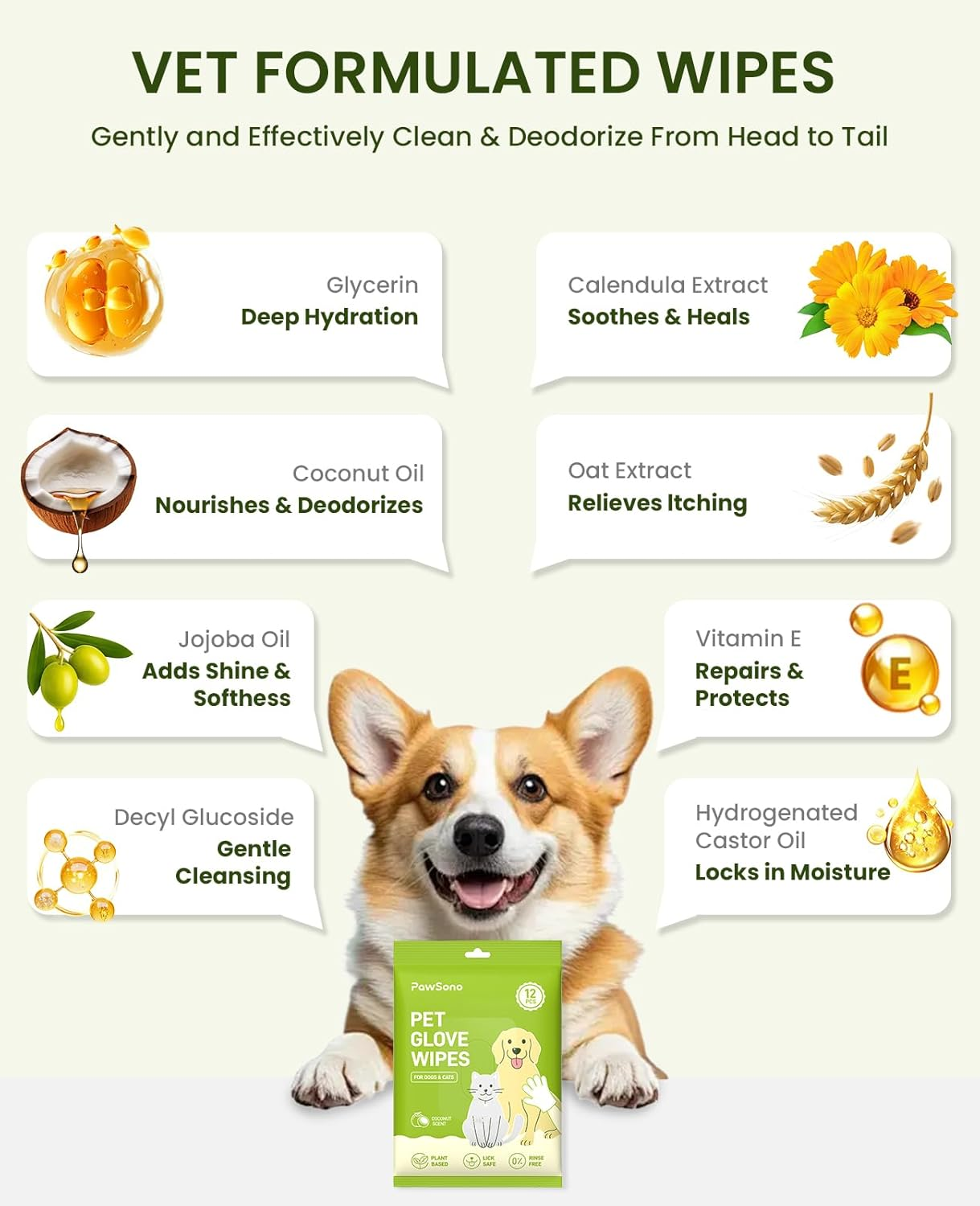 36PCS Hypoallergenic Pet Glove Wipes for Dogs & Cats - Quick Clean & Deodorizing between Baths & Travel | Dog Washing Wipes for Fur, Butt, Paws, Eyes & Ears |Cat Cleaning Gloves for Grooming & Bathing image number 3