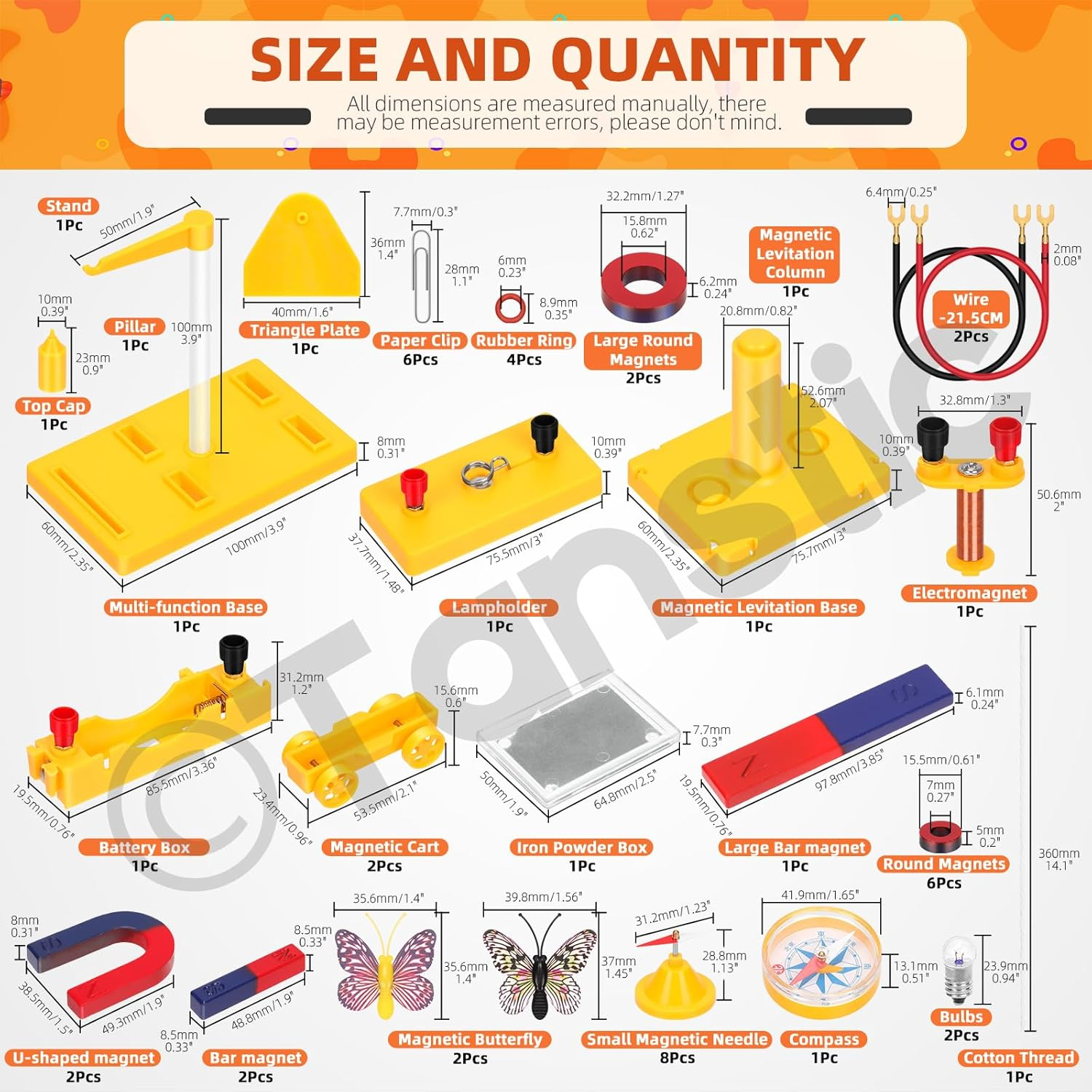 Tanstic 53Pcs Science Magnet Kit Physics Electromagnet Experiment Set Electricity and Magnetism Science Kit Science Magnet Set for Education Science Experiment image number 2