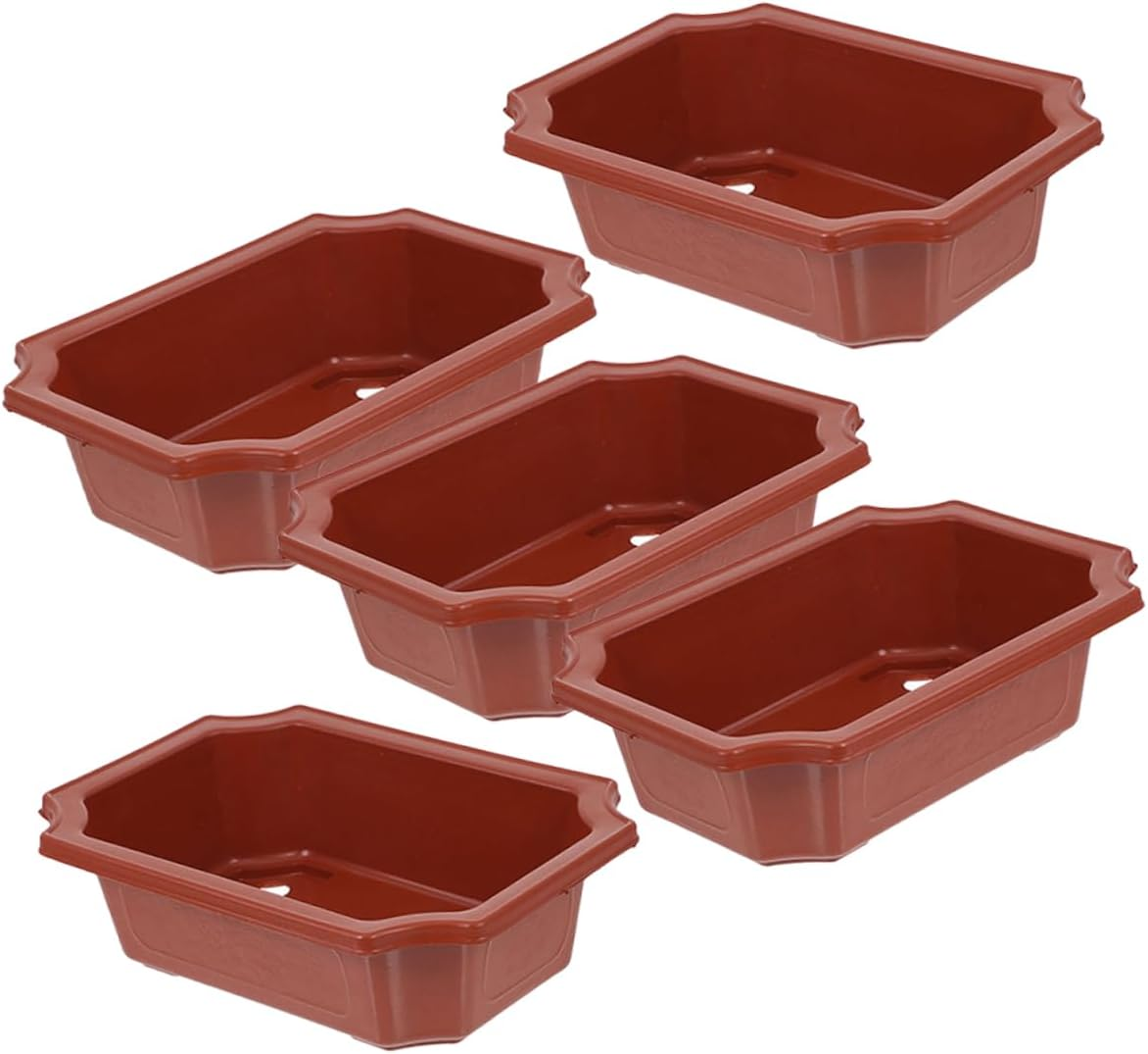 TOYZFRIENDY 5Pcs Rectangular Drainable Flowerpot Breathable for Gardening and Fern Pots Decorative and Space-Saving Design image number 5