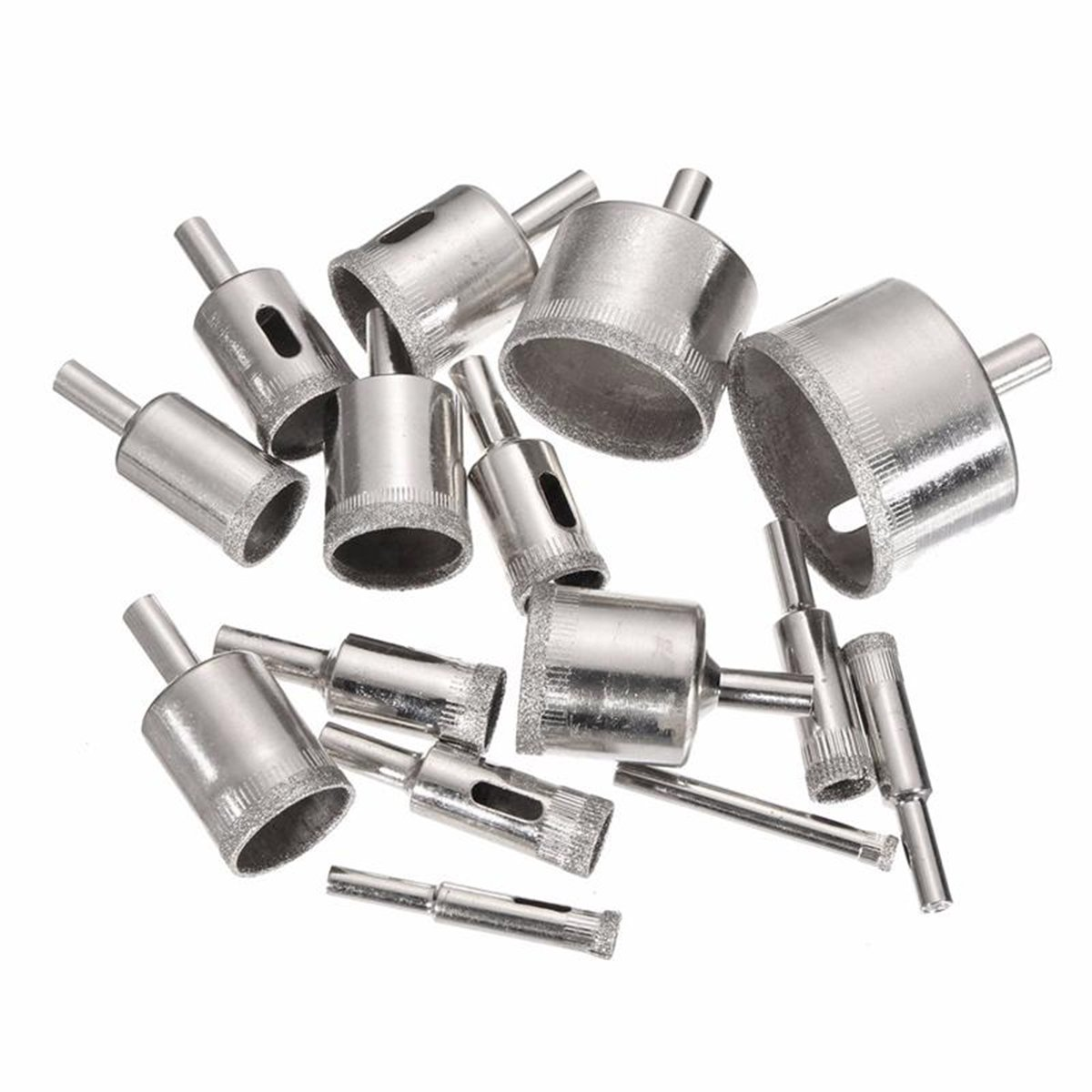 Diamond Drill Bits, 15 PCS Hollow Core Drill Bit Set for Ceramic, Glass, Porcelain Tile Diamond Hole Saw Tile Set Glass Drill Bit, 1/4 to 2 Inch image number 5