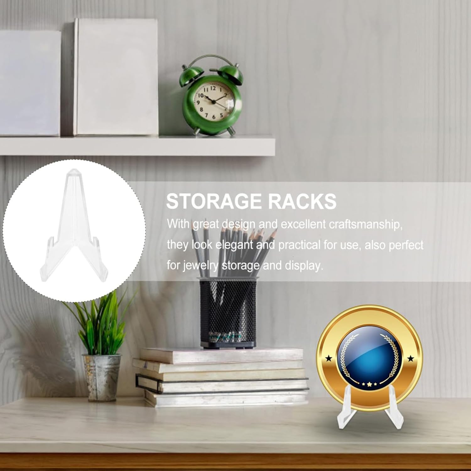 SAHENITEANA 30 Packs Acrylic Easel Stands Clear Mini Coin Display Easel Holder Displaying, Clear Multifunctional Display Holder, for Display Coin Display Easel image number 3