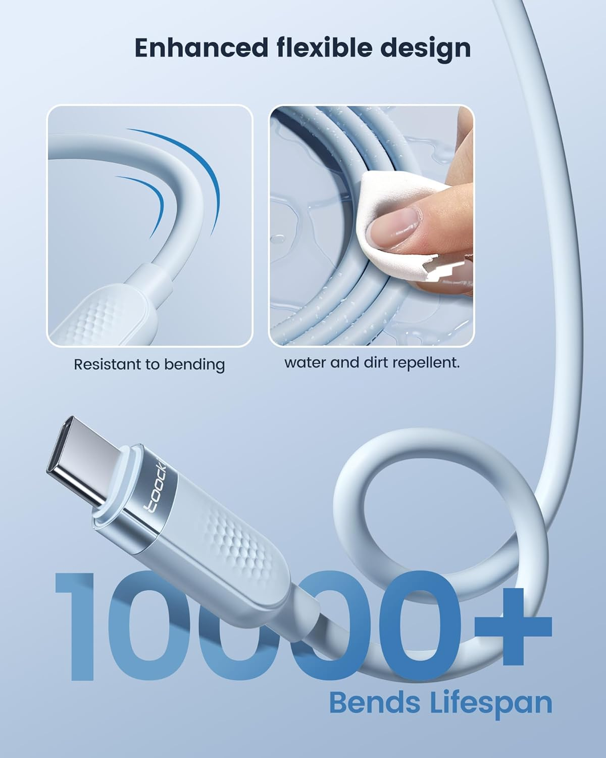 Toocki 3-Pack 2M USB-C to USB-C Cables 60W, Fast Charging Silicone Cords Compatible with Iphone 17 Pro Max/16, Ipad Pro, Samsung Galaxy S25/S24/S23, Switch, Macbook Air, Pixel (Multi-Color) image number 7