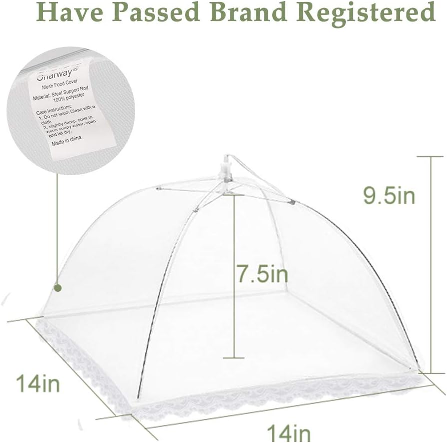 Onarway 3 Pack Food Serving Tents 14 Inch Pop-Up Encrypted Mesh Food Covers, Keep Flies Bugs Mosquitoes Away, Fine Net Screen Umbrella for Outdoors, Parties Picnics, Bbqs, Reusable and Collapsible image number 3