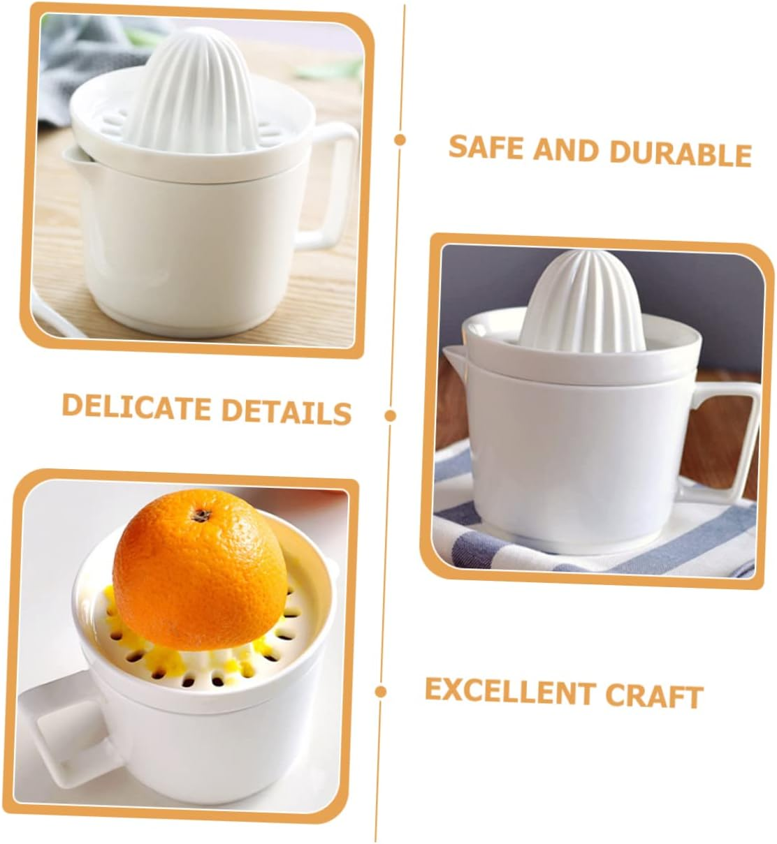 NOLITOY Manual Citrus Juicer Portable Ceramic Squeezer for Quick Juice Extraction Easy to Clean Fruit Squeezer Tool for Lemons Oranges and More image number 4