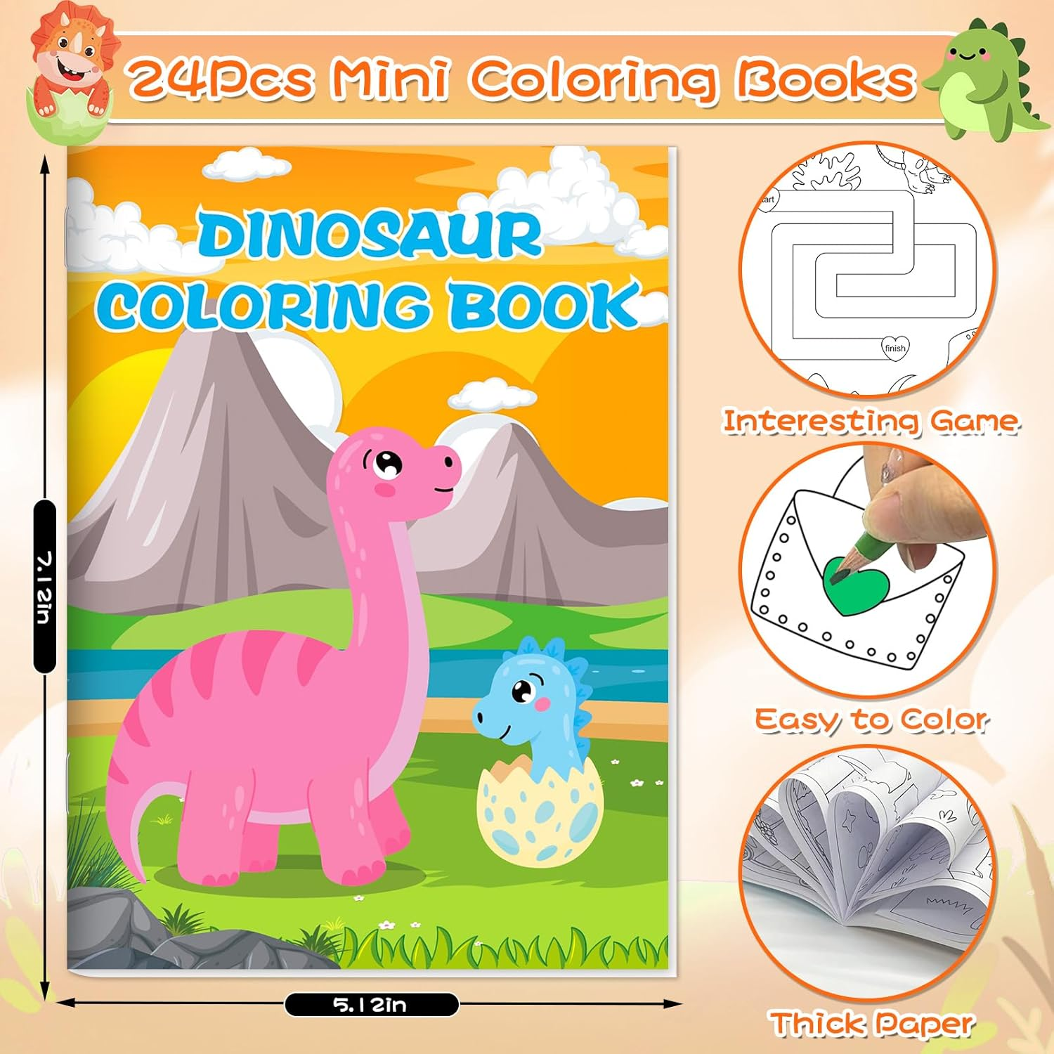 Lionoble 24 Pack Coloring Books for Kids Ages 4-8, Small Coloring Books for Kids Party Favors Bulk Birthday Gifts Goodie Bags Stuffers Classroom Activity Includes Animals Mermaid Dinosaur