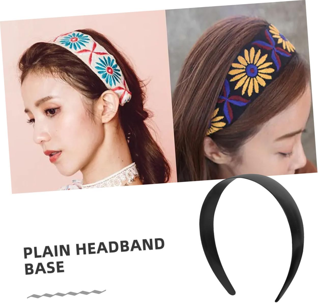 PACKOVE 10Pcs Wide Plastic Headband for Women Girls Plain Solid Hair Accessories for Spa, Makeup and Craft Projects - Black image number 6