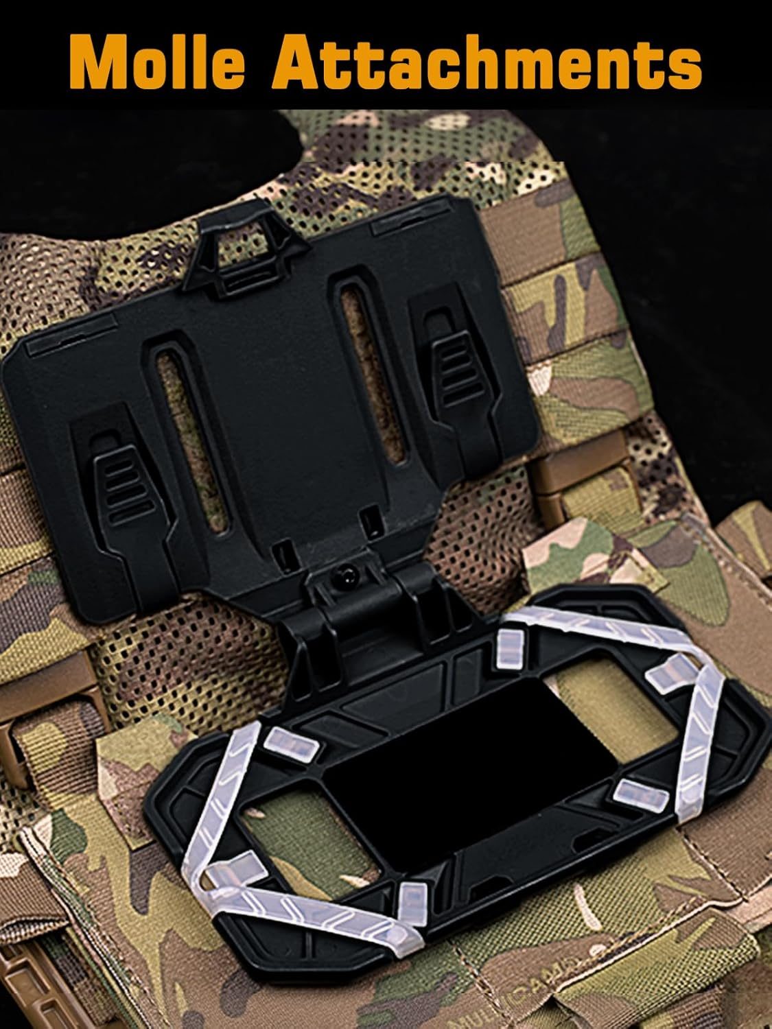 Eralcna Tactical Gear Plate Carrier Vest Accessories Phone Chest Mount Holder for Screen Size 4.7"-6.7",BK image number 2
