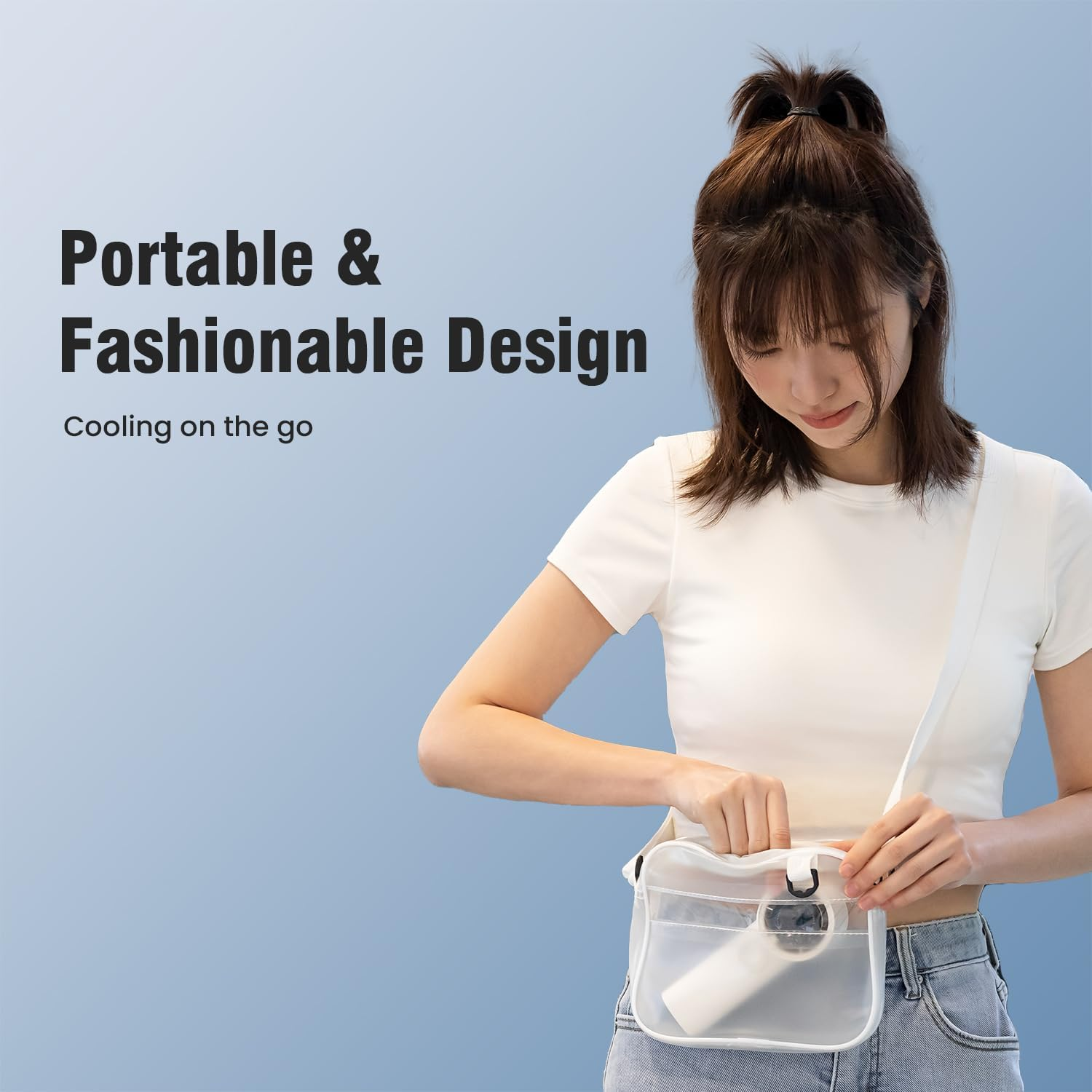 LEMOISTAR Handheld Turbo Fan(30 H Max Cooling Time), Mini Portable Hand Fan, USB Rechargeable Personal Fan, Battery Operated Small Pocket Fan 100 Speeds for Travel/Outdoor/Home/Offic (White) image number 3