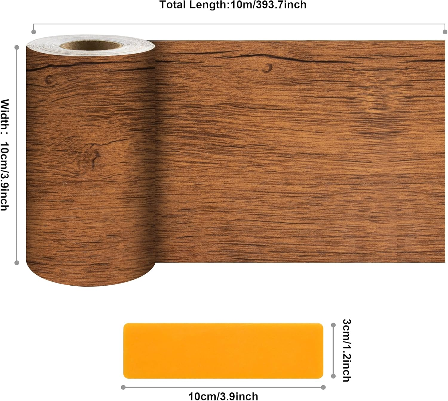JUNART Wood Grain Repair Tape(10Cm&times;1000Cm), Self-Adhesive Waterproof Realistic Textured Repair Duct Tape for Tables, Baseboards, Doors, Windows, and Floors with Plastic Scraper(Begonia Wood)