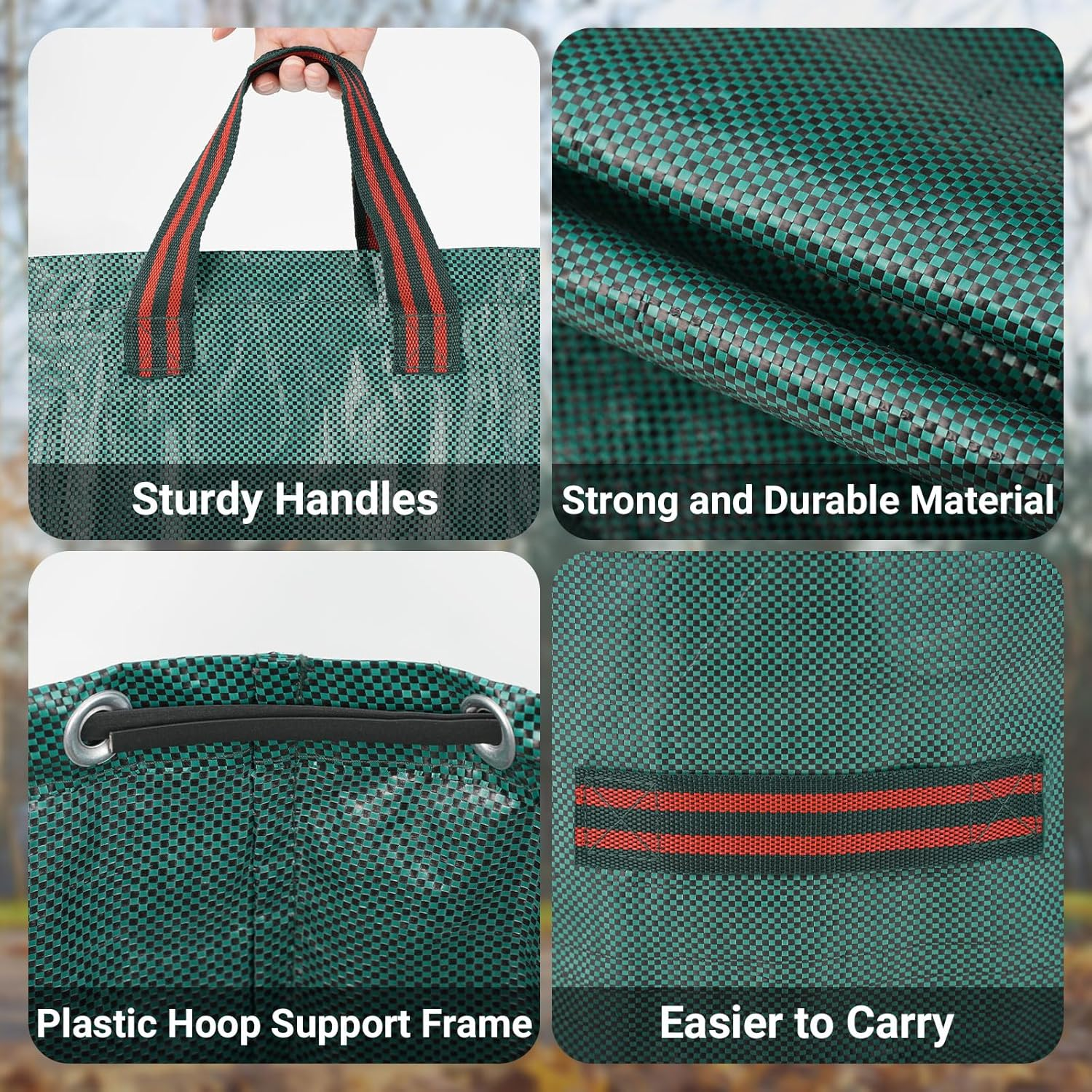 Velway Garden 2 X 272L Garden Waste Bags - Reusable Garden Bags with Handles - Industrial Fabric for Leaves Rubbish Rubble - Waterproof Garden Rubbish Bags image number 1