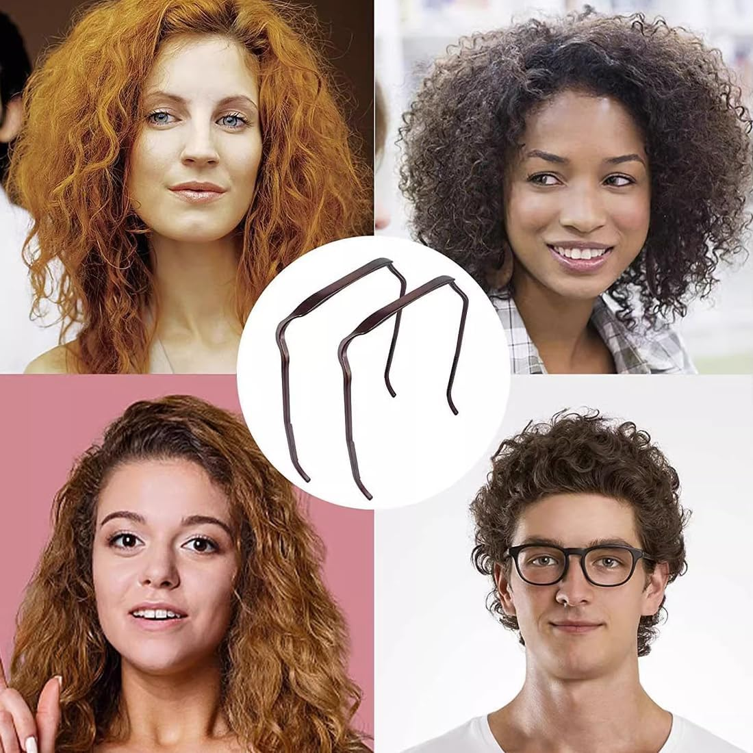 WHGHNCQ Curly Thick Hair Large Headband, 4-Piece Square Sunglasses Headband, Unisex (4 Colours) image number 5