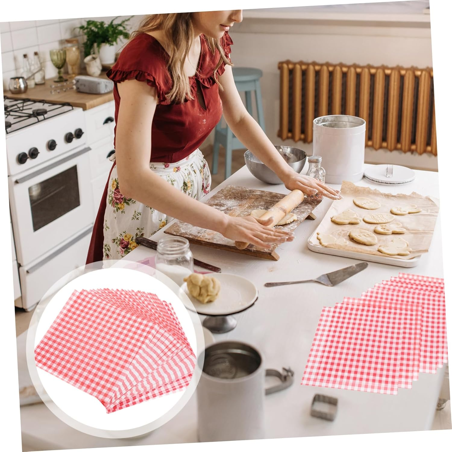 KICHOUSE Bakery Cake Decorating Paper Sandwich Paper Wrap Multi-Functional Food Wrapping 100 Sheets Liner image number 1