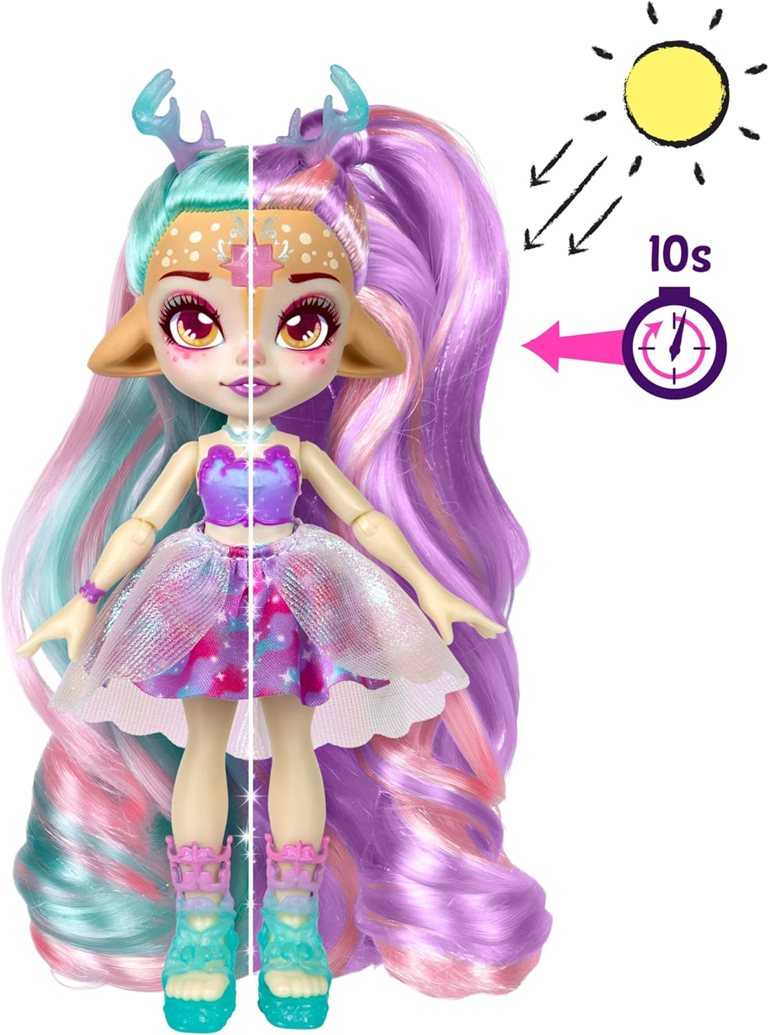Magic Mixies Pixling Deluxe Pack Deerlee. Create and Mix a Magic Potion That Magically Reveals a 16.5Cm Pixling Doll with Super Long Magic Hair! Has an Exclusive Mini Mixies and 4 Hair Accessories. image number 6