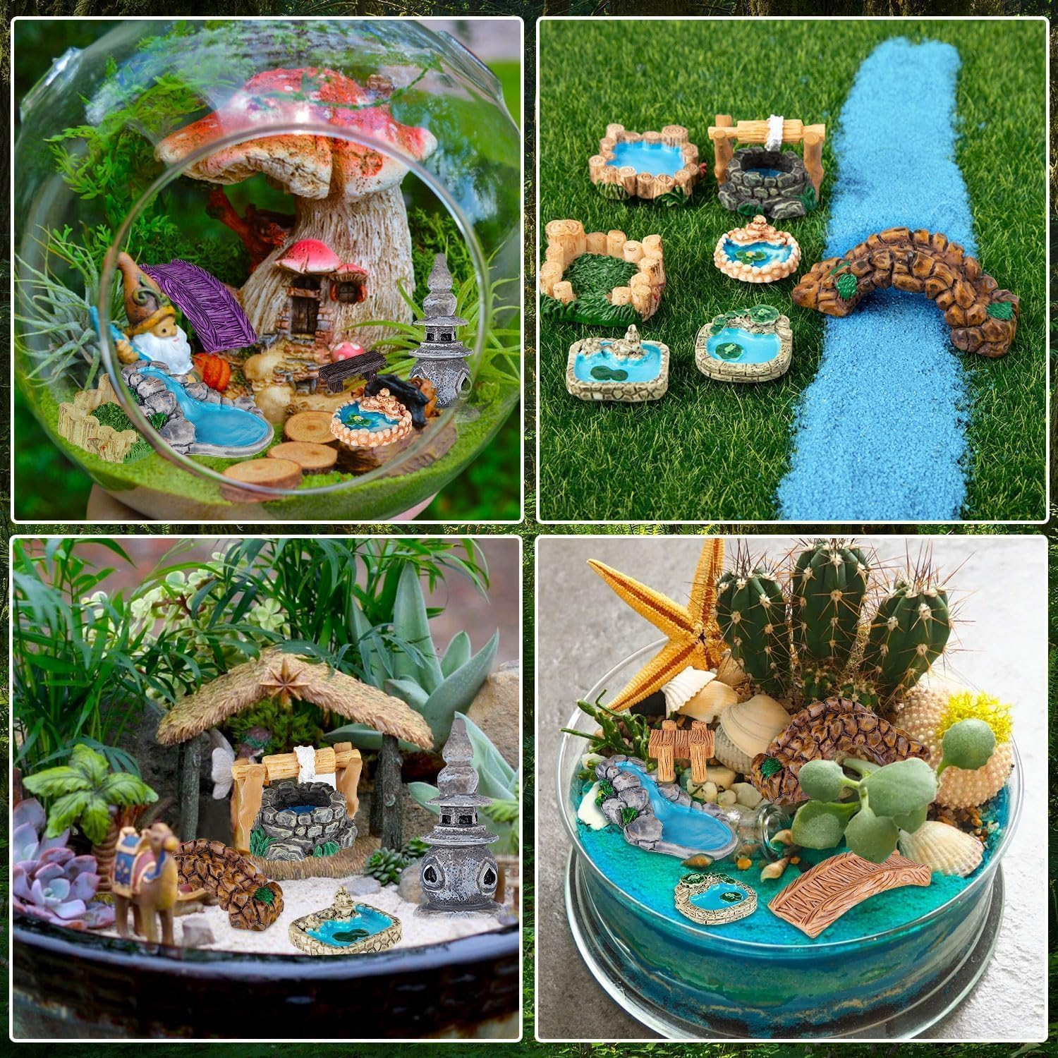 Miniature Bridge Figurines Pond Lawn Garden Ornament Figurines, 12Pcs Mini Lighthouse Water Well Bridge,Miniature Pond Lawn Garden Ornament Figurine, Garden Miniatures Mridge Ornaments image number 4