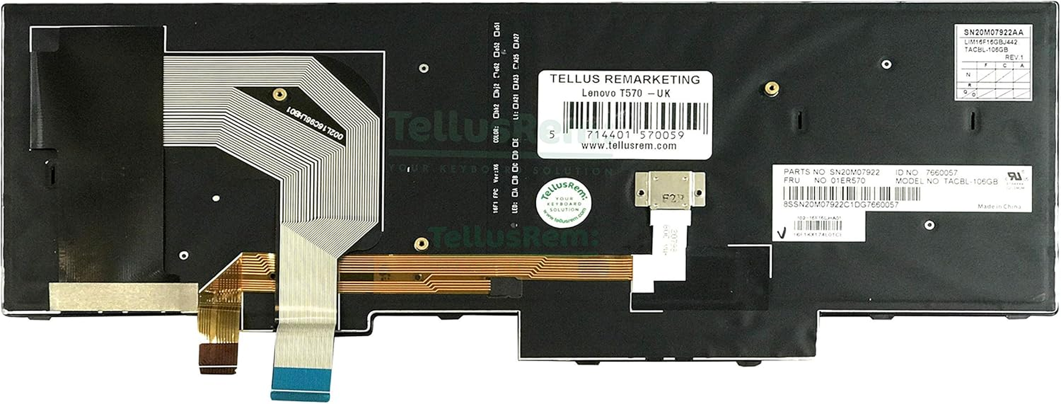 Replacement UK Backlit Keyboard for Lenovo Thinkpad T570 T580 P51S P52S image number 1