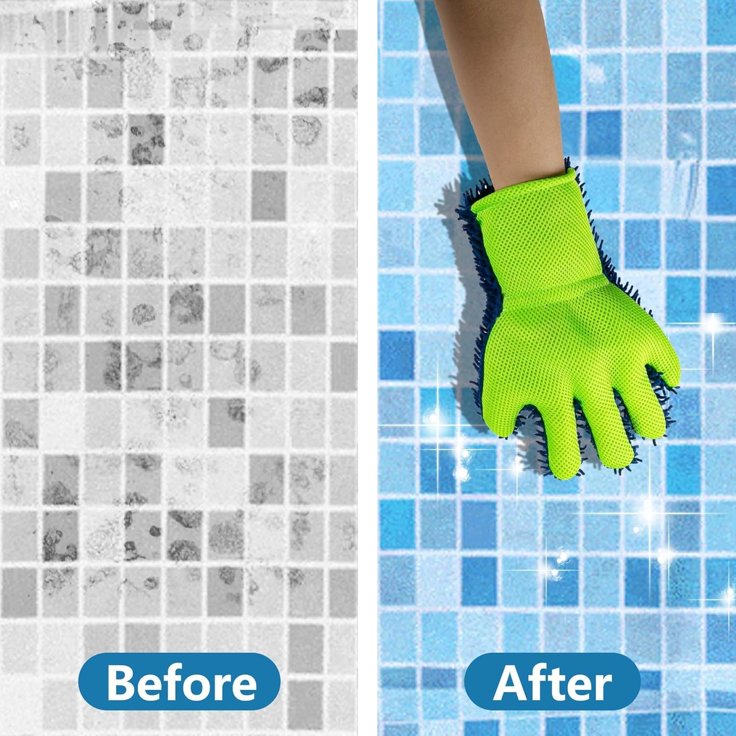 YEAMLTE Cleaning Gloves, 1 Pair Pool Cleaning Glove, Car Wash Glove, Dust Gloves, Chenille Wash Glove, Multifunctional Gloves, Suitable for Swimming Pools, Bathtubs and Cars image number 2