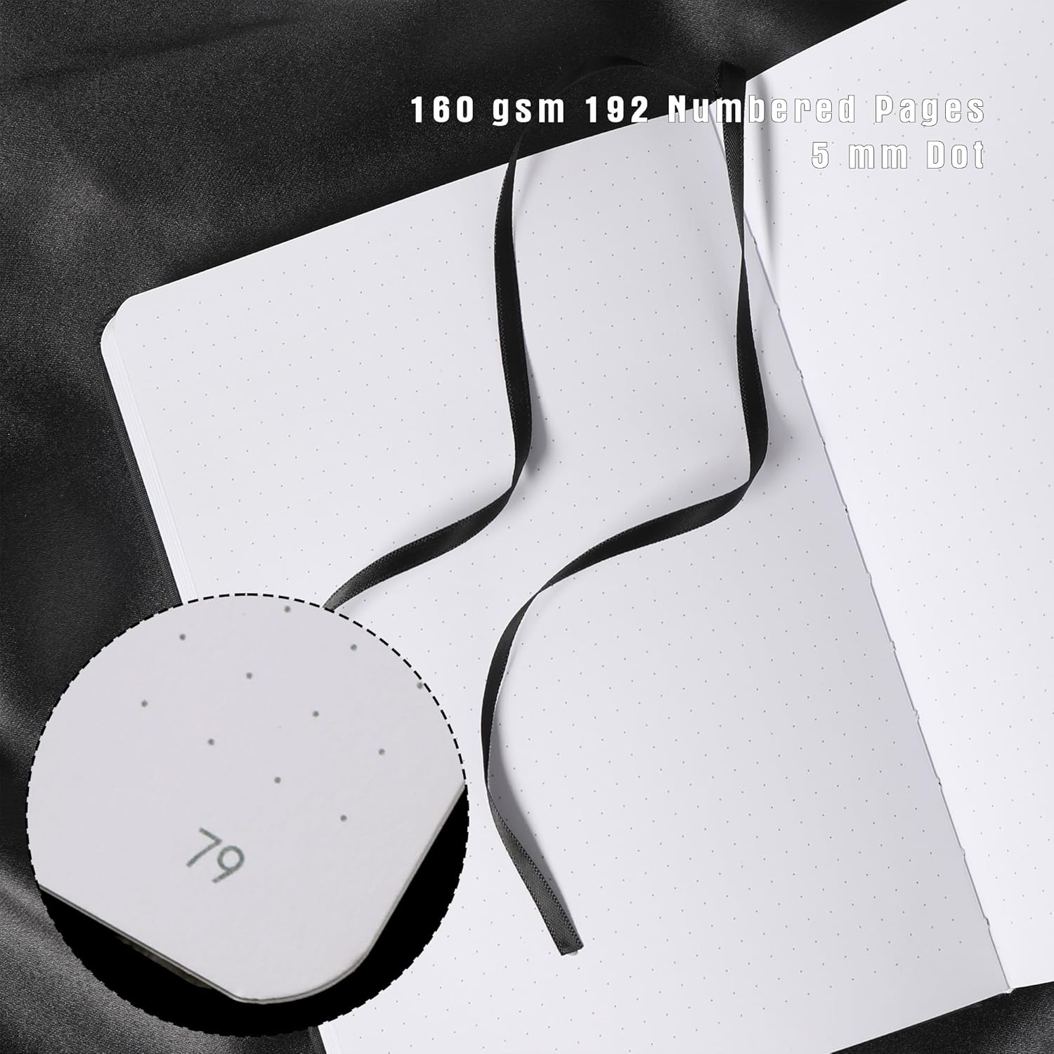 TIEFOSSI Dotted Notebook, 160Gsm Thick Paper, Hardcover Dot Grid Journals for Women Men, 192 Pages, for Travel, School and Office Use - Black image number 5