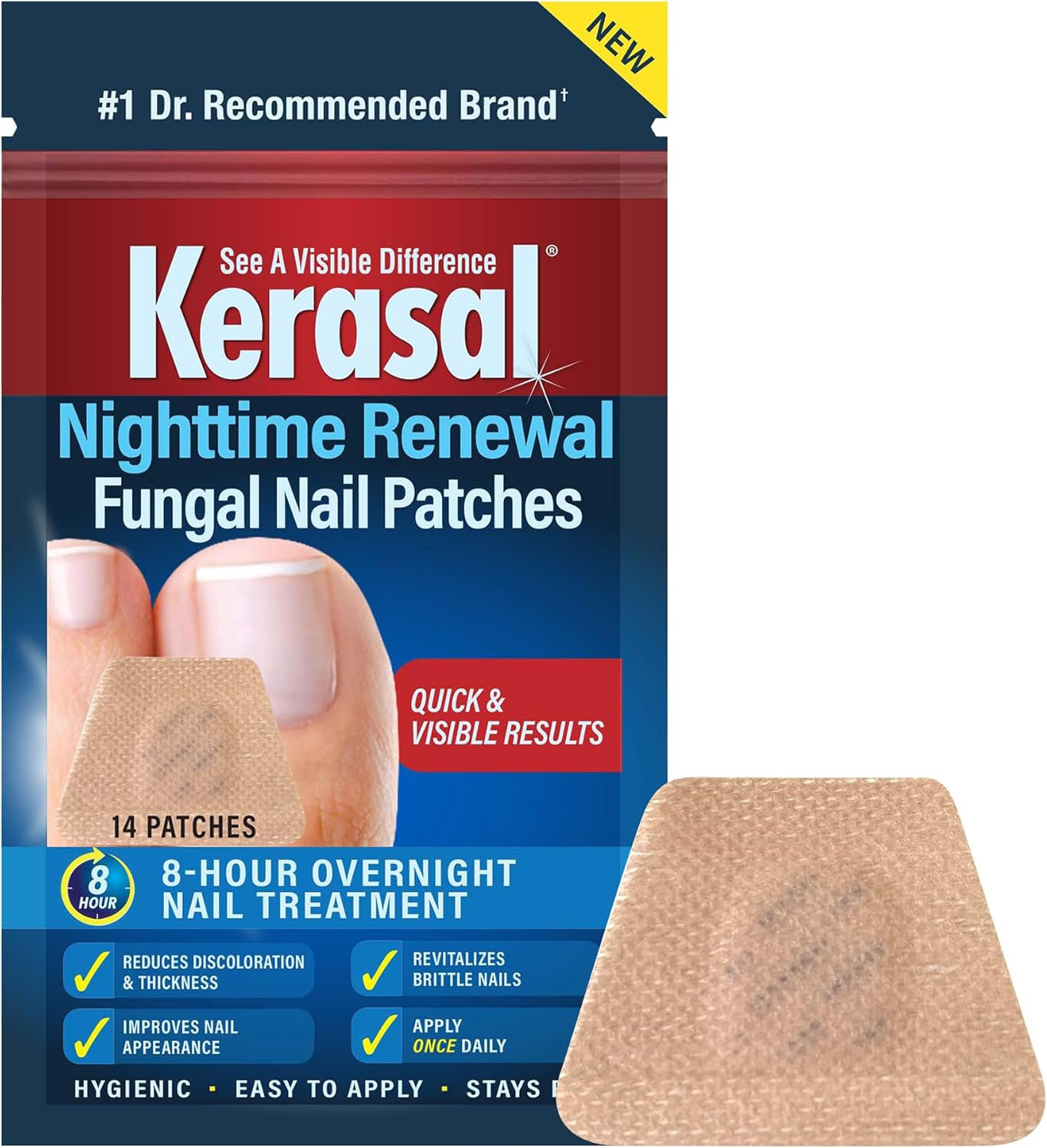 Kerasal Fungal Nail Renewal Nighttime Nail Patches, Restores Appearance of Discolored or Damaged Nails, 14 Count image number 1