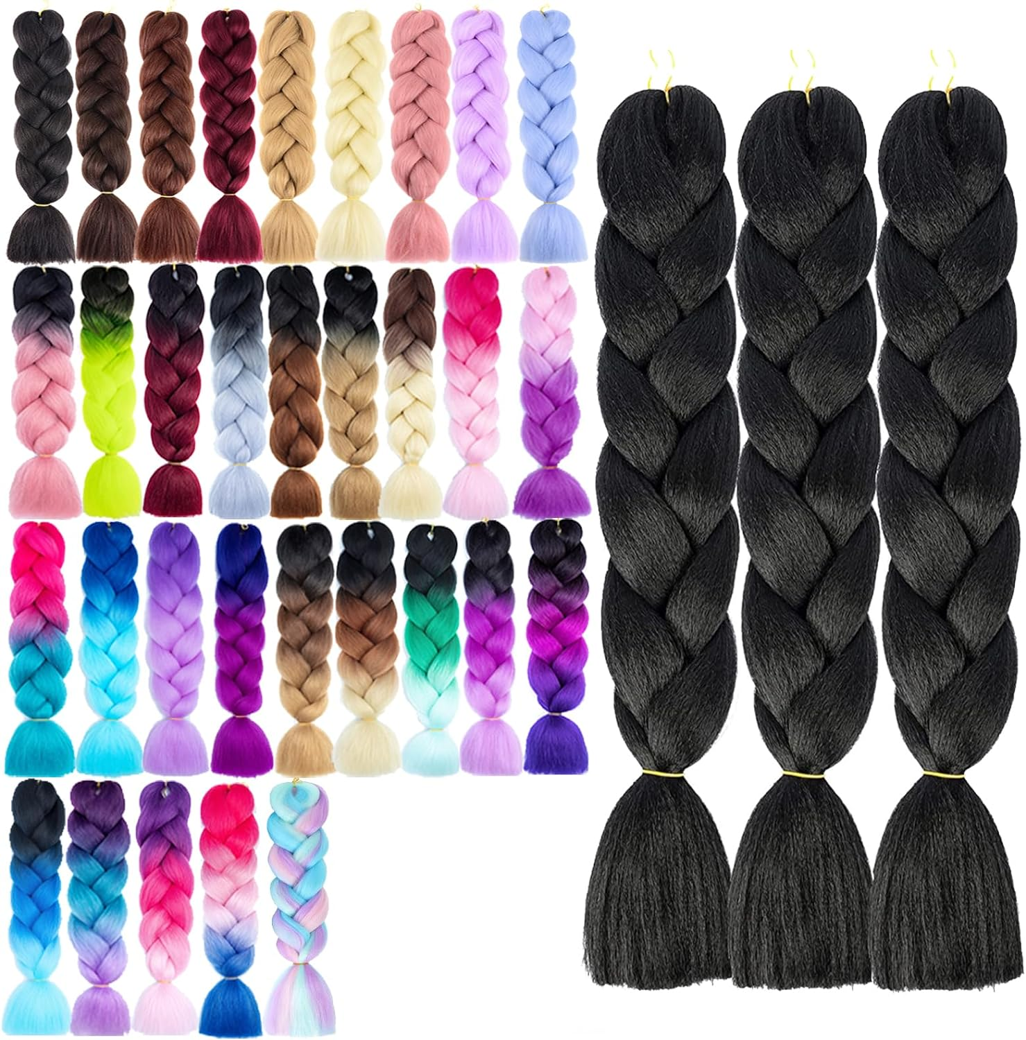 Kanekalon Jumbo Braiding Hair Extensions High Temperature Fiber Crochet Twist Braids 24Inch 3Pcs/Lot (B41)