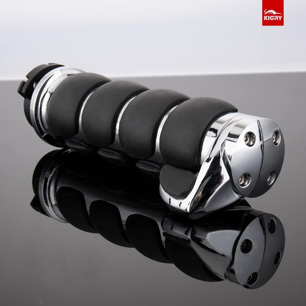 Motorcycle Hand Grips 1 Inch Handlebar Throttle Grips 25MM Chrome Black Aluminum Rubber Compatible with Harley Davidson Dyna Sportster Road King Street Glide Fat Boy Honda Shadow VTX