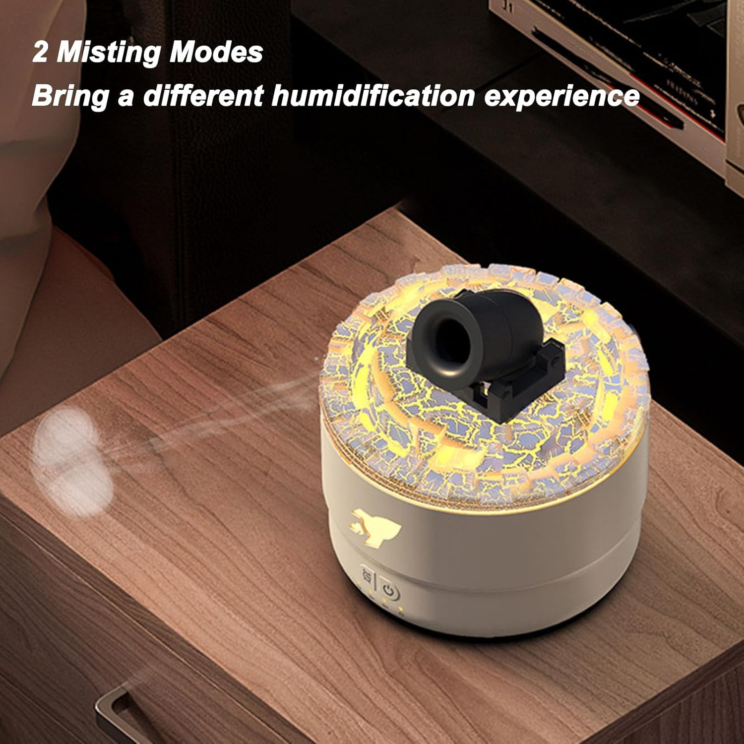 Cannon Humidifiers with Timer for Bedroom, Cannon Blast Aromatherapy Humidifier Diffuser, Essential Oil Aromatherapy Machine with Colorful LED Lights, Small Home Desktop (White) - Black image number 2