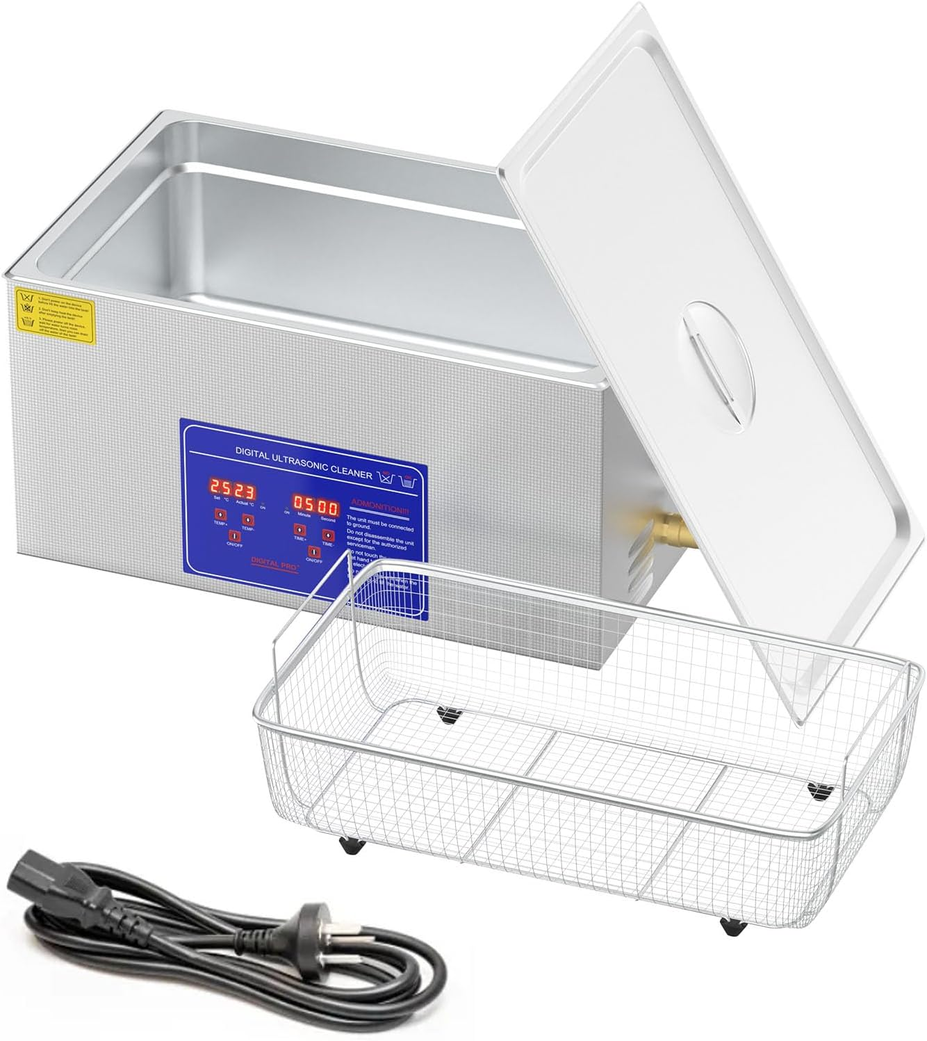 Advwin Professional Ultrasonic Cleaner Machine, 40Khz Digital Jewellery Ultrasonic Cleaner 304 Stainless Steel with Timer and Heater 650Ml/2L/6.5L/10L/22L