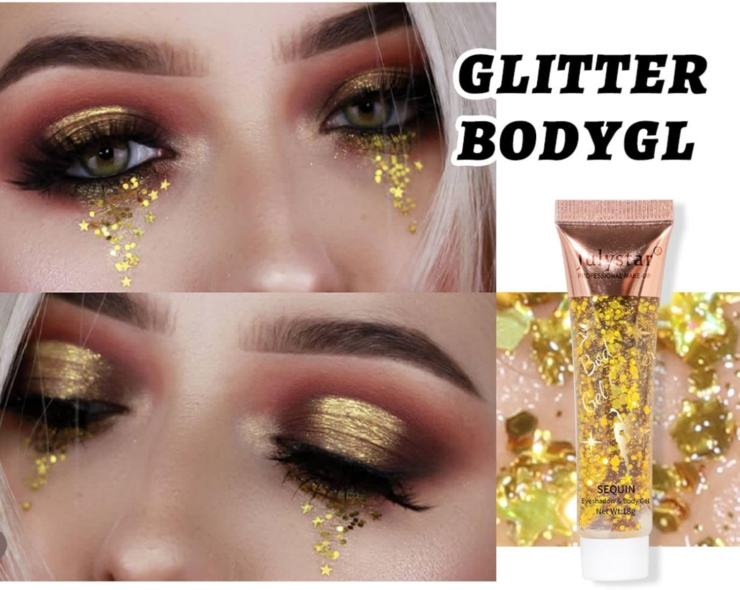 Fantasyday 8 Color Body Glitter,Face Glitter Gel,Hair Glitter,Self Adhesive Glitter Gel,Chunky Glitter Festival Accessories,Cosmetic Glitter Makeup